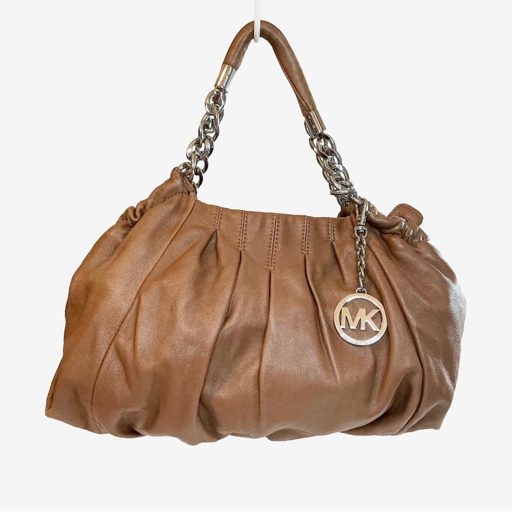 Michael Kors Erin Large Tan Leather Shoulder / Crossbody